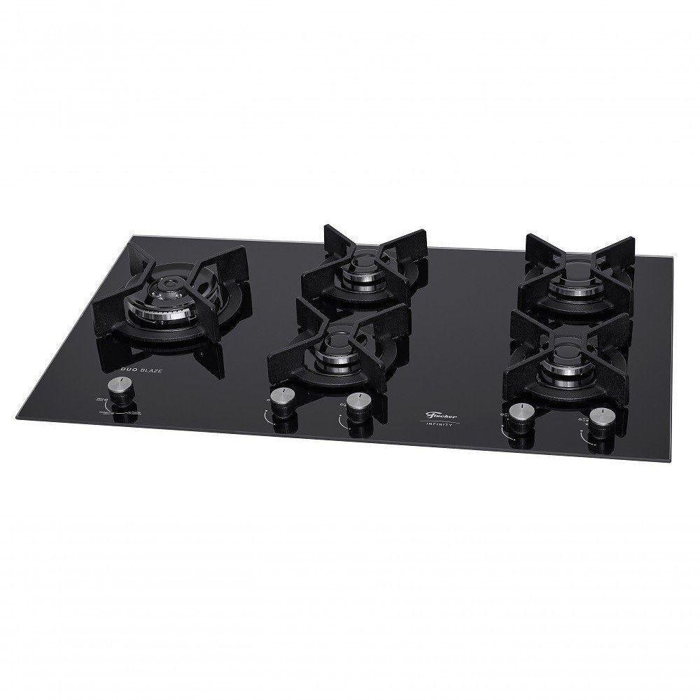 Fogão Cooktop Fischer 5q Tc Infinity Duo Blaze Gás Mesa Vidro 31800 Bivolt - 6