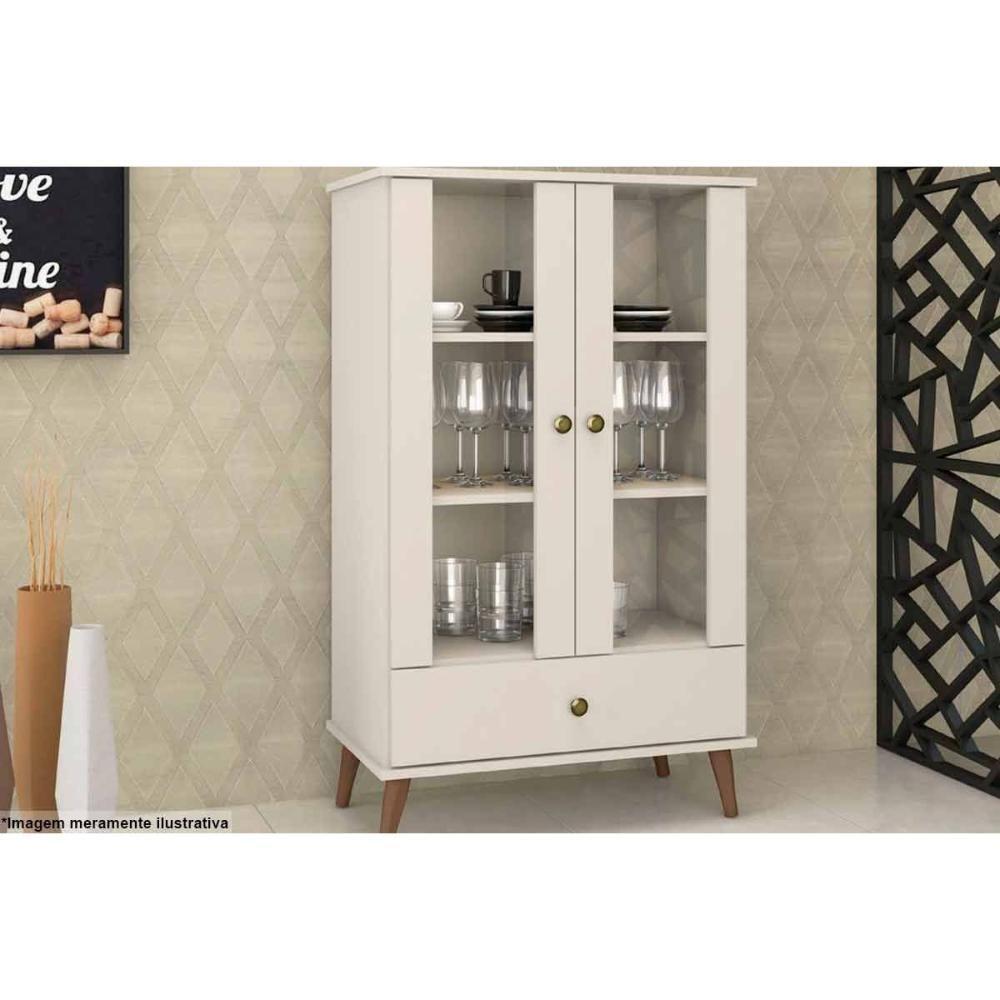 Cristaleira Sala Jantar RT3107 c/ 2 Portas e 1 Gaveta Off White - Movelbento - 2