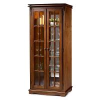 Cristaleira Lateral Com 2 Portas Vidro E 4 Prateleiras Com Espelho E Led - M52036El - Verniz - 1