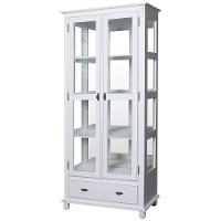 Cristaleira Lateral Com Espelhos 2 Portas Vidro, 1 Gaveta e 3 Prateleiras 303e Branca - 1