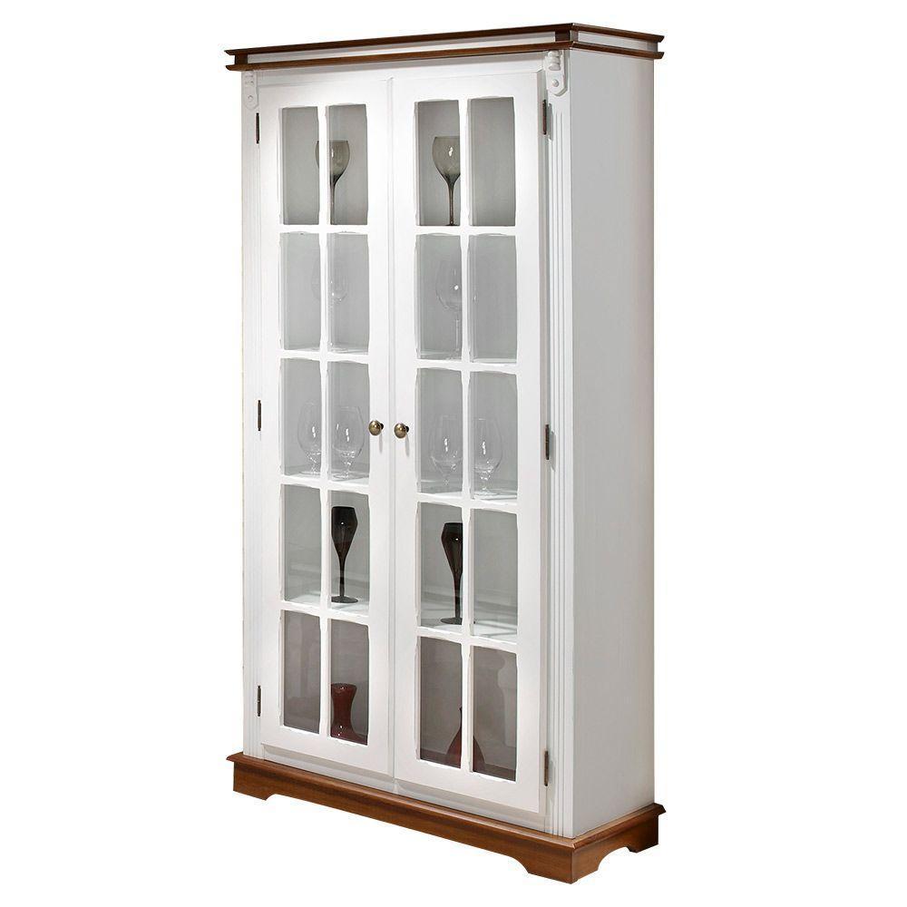 Cristaleira Lateral Com 2 Portas Vidro E 4 Prateleiras Internas Manchester - M52036 Garapa - Verniz - 1