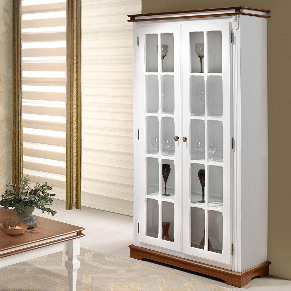 Cristaleira Lateral Com 2 Portas Vidro E 4 Prateleiras Internas Manchester - M52036 Garapa - Verniz - 2