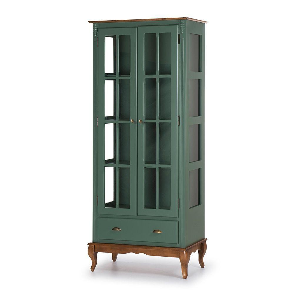 Cristaleira Lateral De Vidro Com 2 Portas, 1 Gaveta E 3 Prateleiras Hannover - M560808 - Verniz - 1