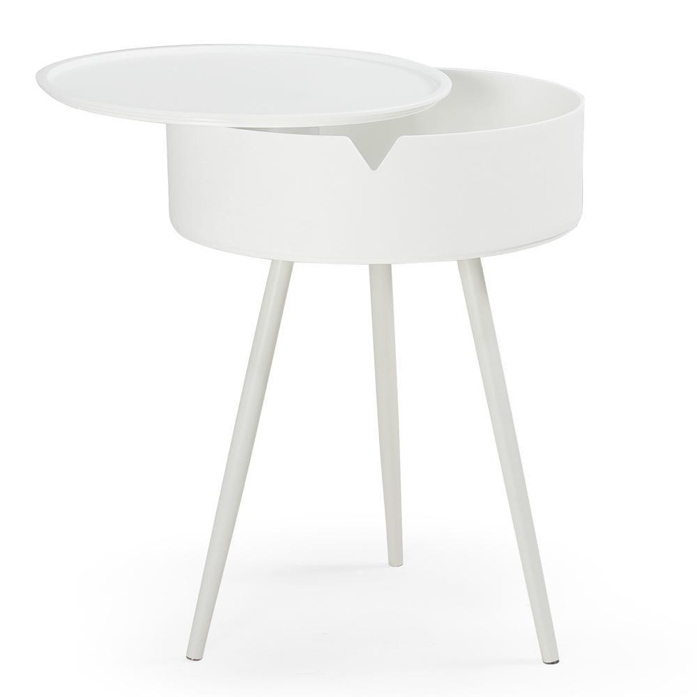 Mesa Lateral-apoio Redonda Multifuncional Mônaco - Branco - 1