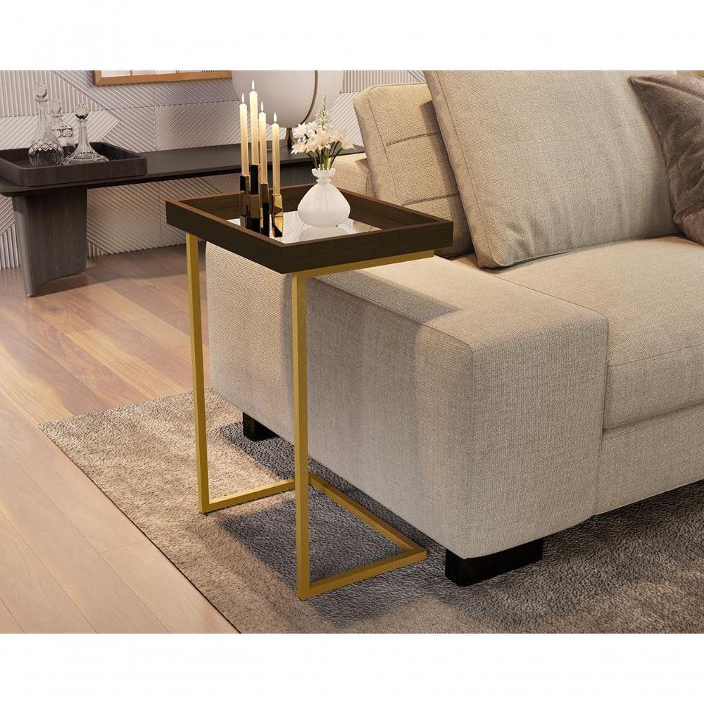 Mesa De Apoio Calabria Canela Pe Dourado - 2