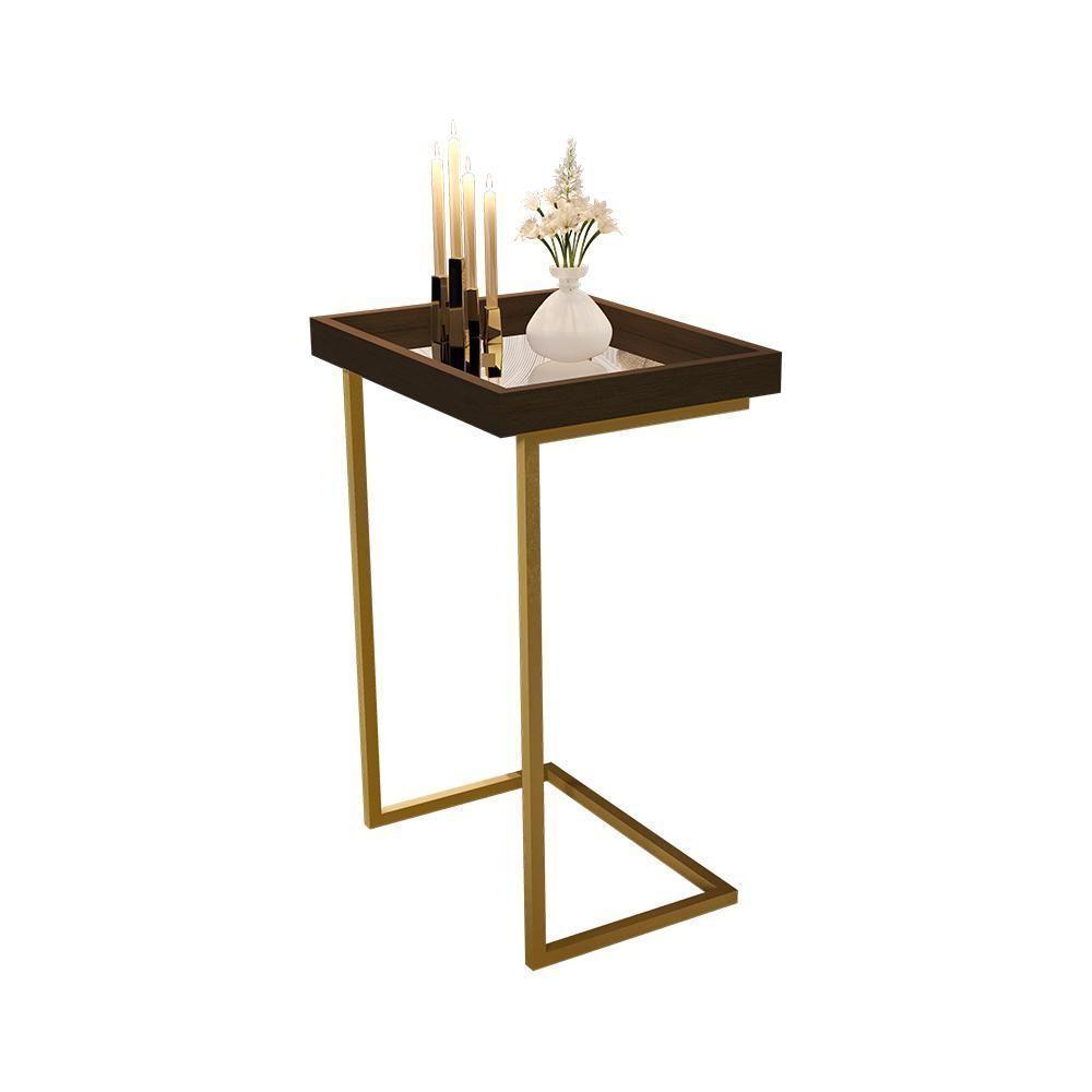Mesa De Apoio Calabria Canela Pe Dourado - 3