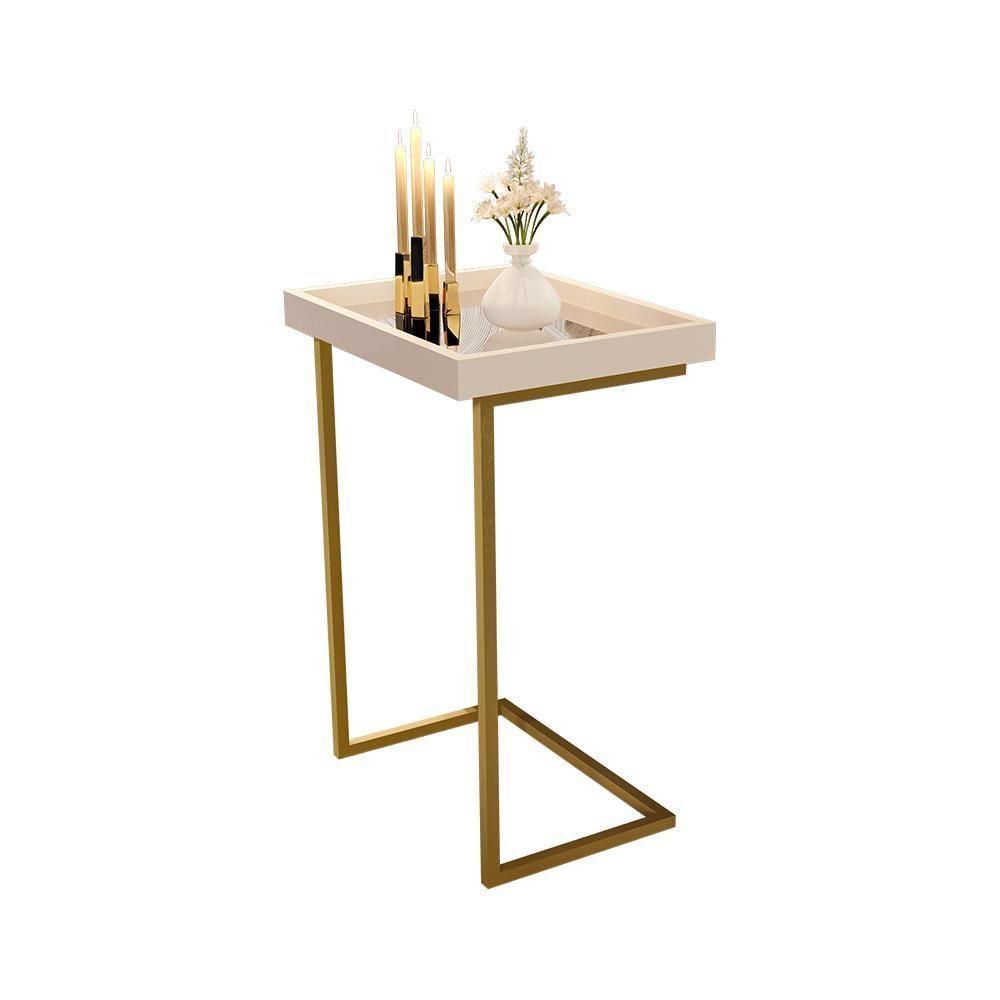 Mesa De Apoio Calabria Perola Pe Dourado - 3