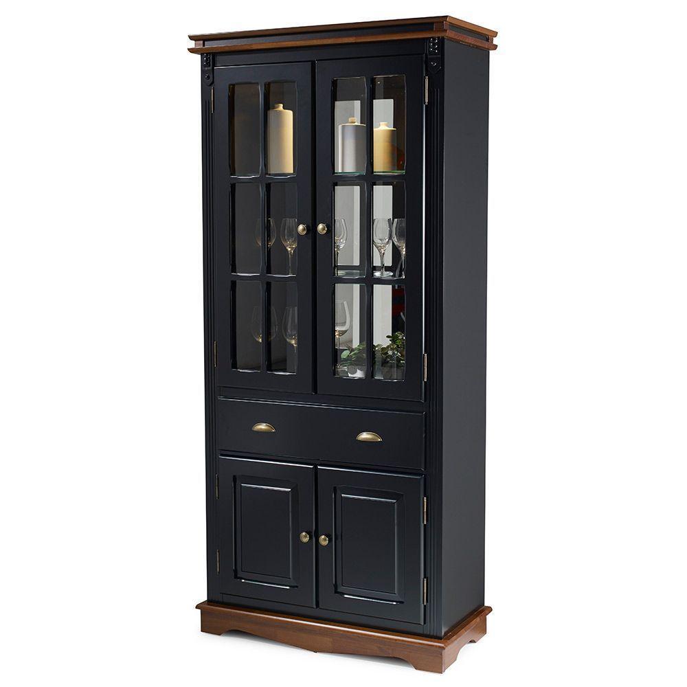 Cristaleira 2 Portas De Madeira 2 Portas De Vidro 1 Gaveta Com Espelhos E Led M52040El - Verniz - 1