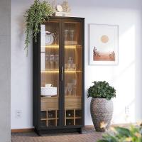 Cristaleira Com Nicho Adega 2 Portas C4 Preto Noce Milano - 11