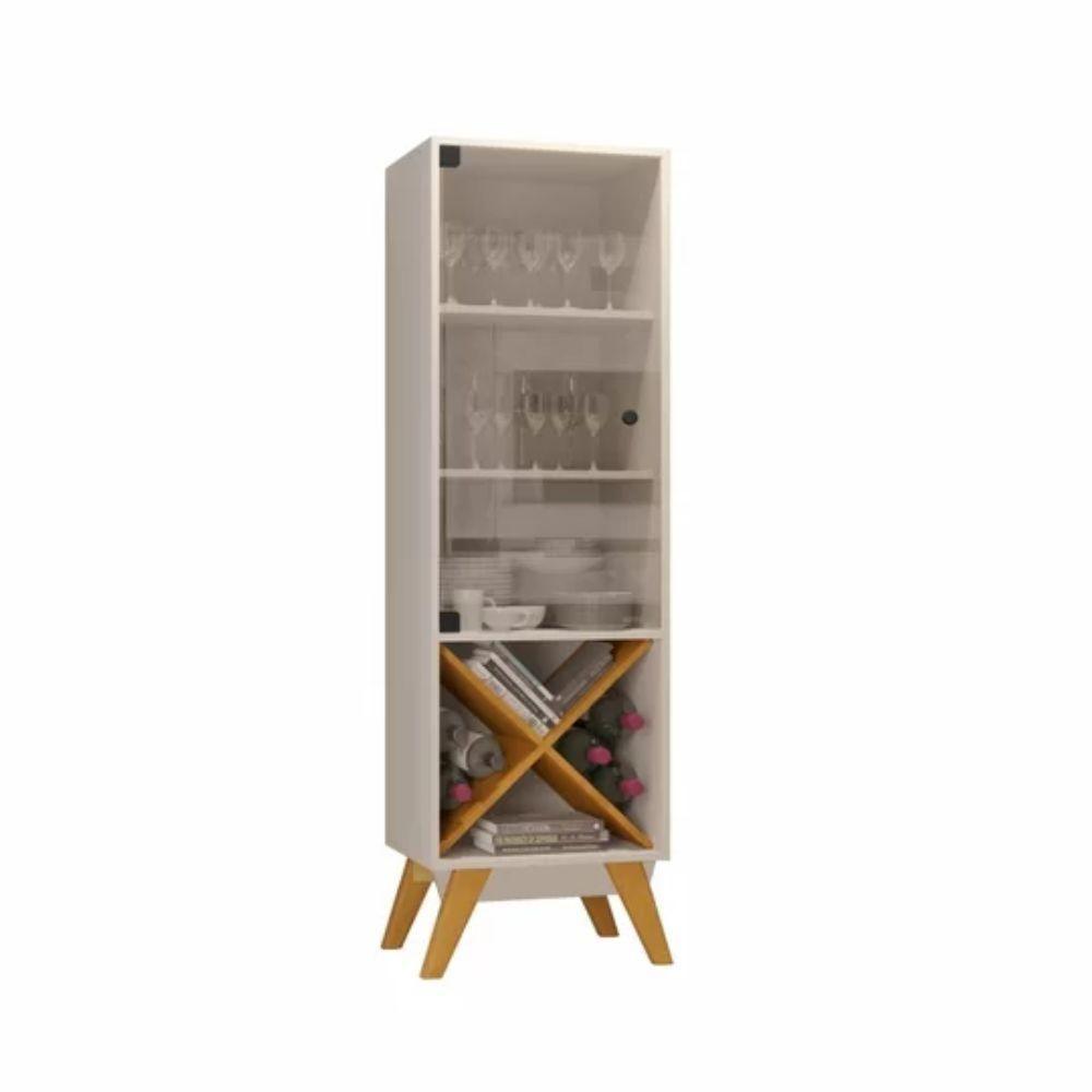 Cristaleira Graça 1 Porta E Adega Jcm Movelaria Off White Cinamomo - 1