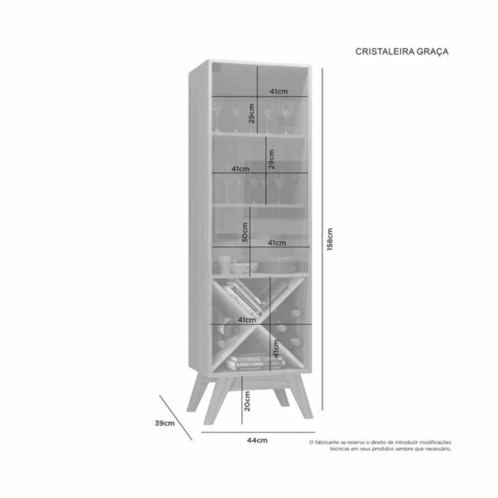 Cristaleira Graça 1 Porta E Adega Jcm Movelaria Off White Cinamomo - 4