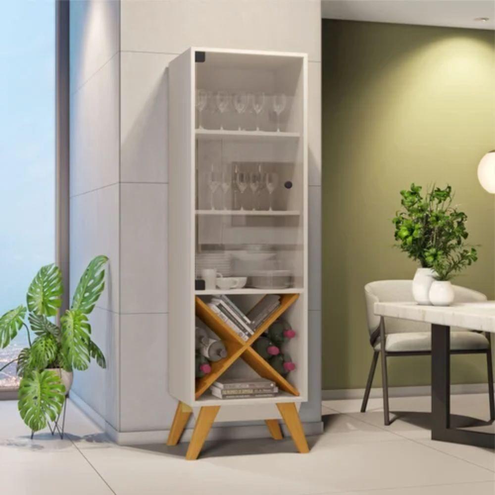 Cristaleira Graça 1 Porta E Adega Jcm Movelaria Off White Cinamomo - 5