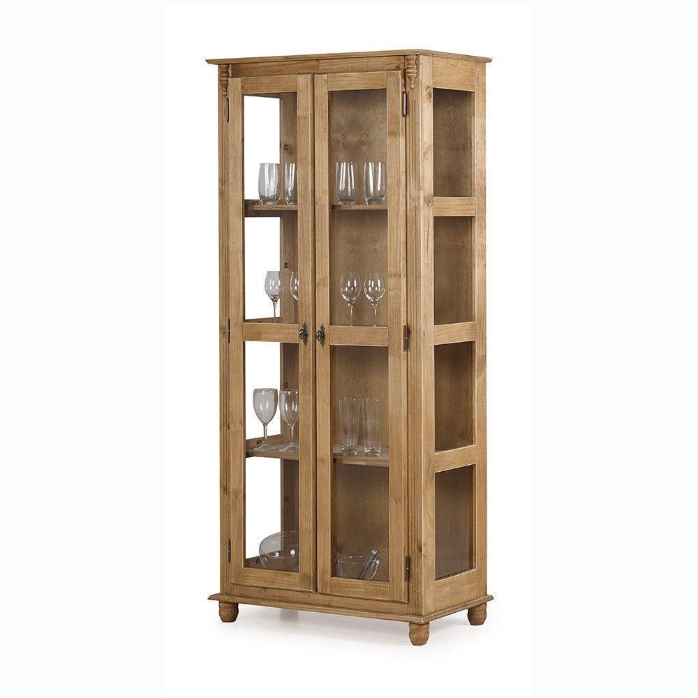 Cristaleira Lateral Com 2 Portas de Vidro e 3 Prateleiras 301 Garapa Verniz - 1