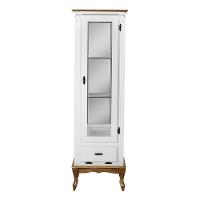 Cristaleira Vitrine Espelhada Antique Média 1 Porta 2 Prateleiras de Vidro e 1 Gaveta 1079e Branca - 1