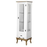 Cristaleira Vitrine Espelhada Antique Média 1 Porta 2 Prateleiras de Vidro e 1 Gaveta 1079e Branca - 2
