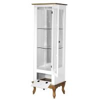 Cristaleira Vitrine Espelhada Antique Média 1 Porta 2 Prateleiras de Vidro e 1 Gaveta 1079e Branca - 3