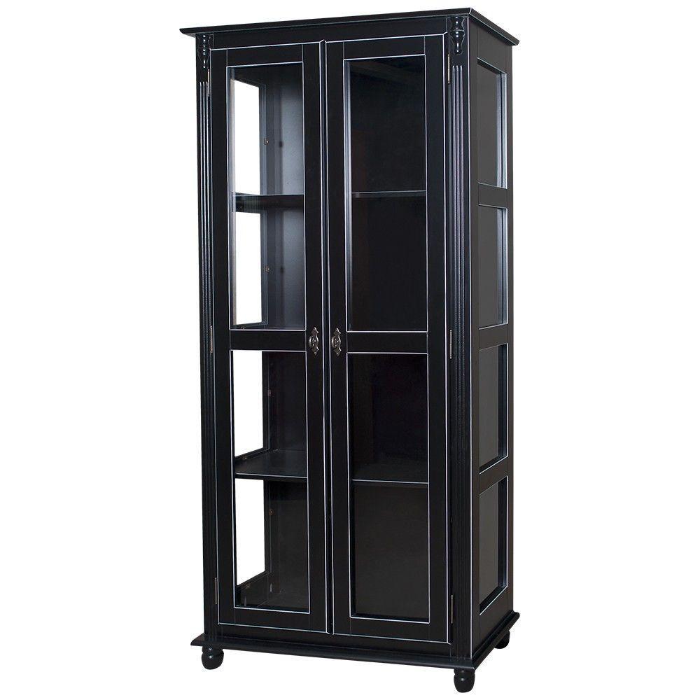 Cristaleira Lateral Com 2 Portas de Vidro e 3 Prateleiras 301 Preta - 1