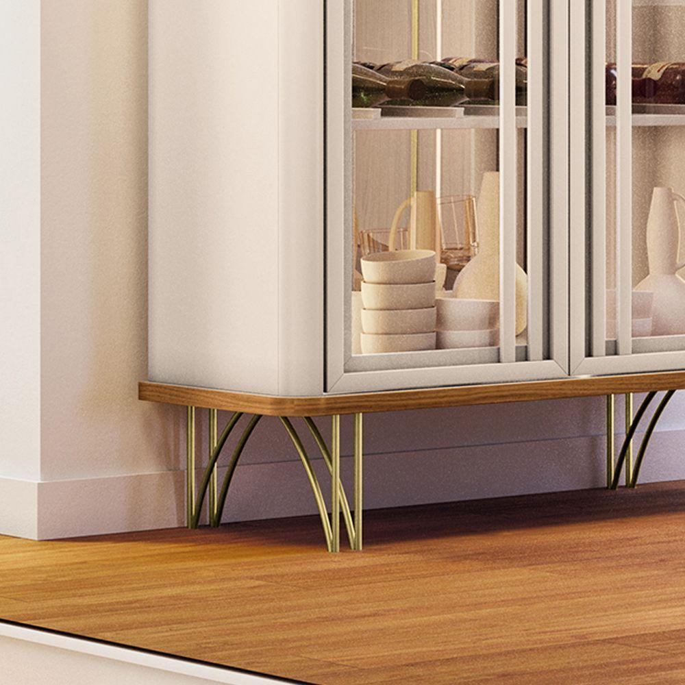 Cristaleira Decorativo Com Led Portas De Vidro Texas Off White/cinamomo G26 - Gran Belo - 8