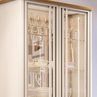 Cristaleira Decorativo Com Led Portas De Vidro Texas Off White/cinamomo G26 - Gran Belo - 7