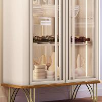 Cristaleira Decorativo Com Led Portas De Vidro Texas Off White/cinamomo G26 - Gran Belo - 13