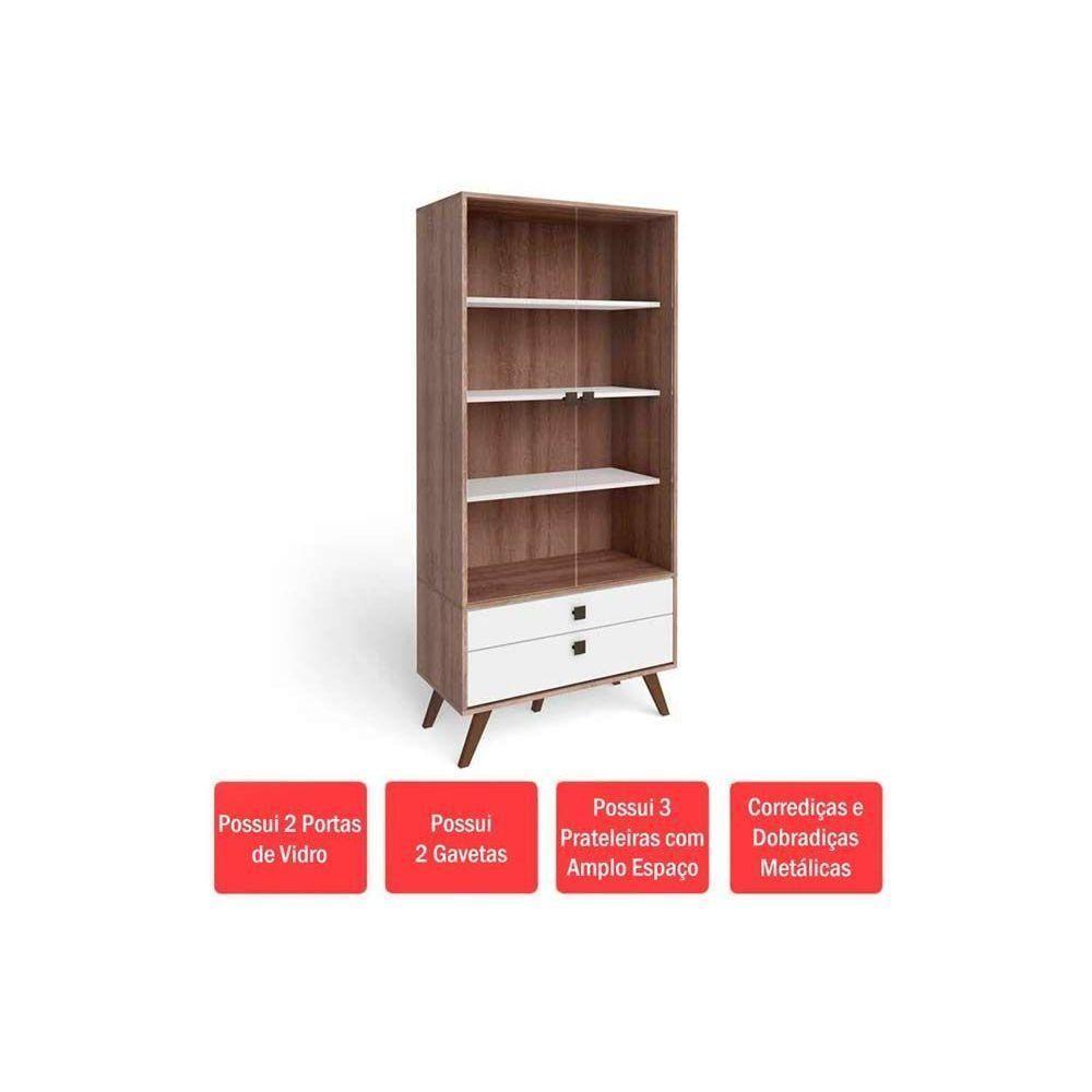 Cristaleira Sala Jantar RT3151 c/ 2 Portas e 2 Gavetas Off White - Movelbento - 7