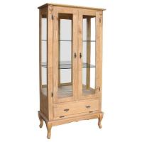 Cristaleira Vitrine Espelhada Antique Média 2 Portas 2 Prateleiras de Vidro 1 Gaveta Garapa Verniz - 1