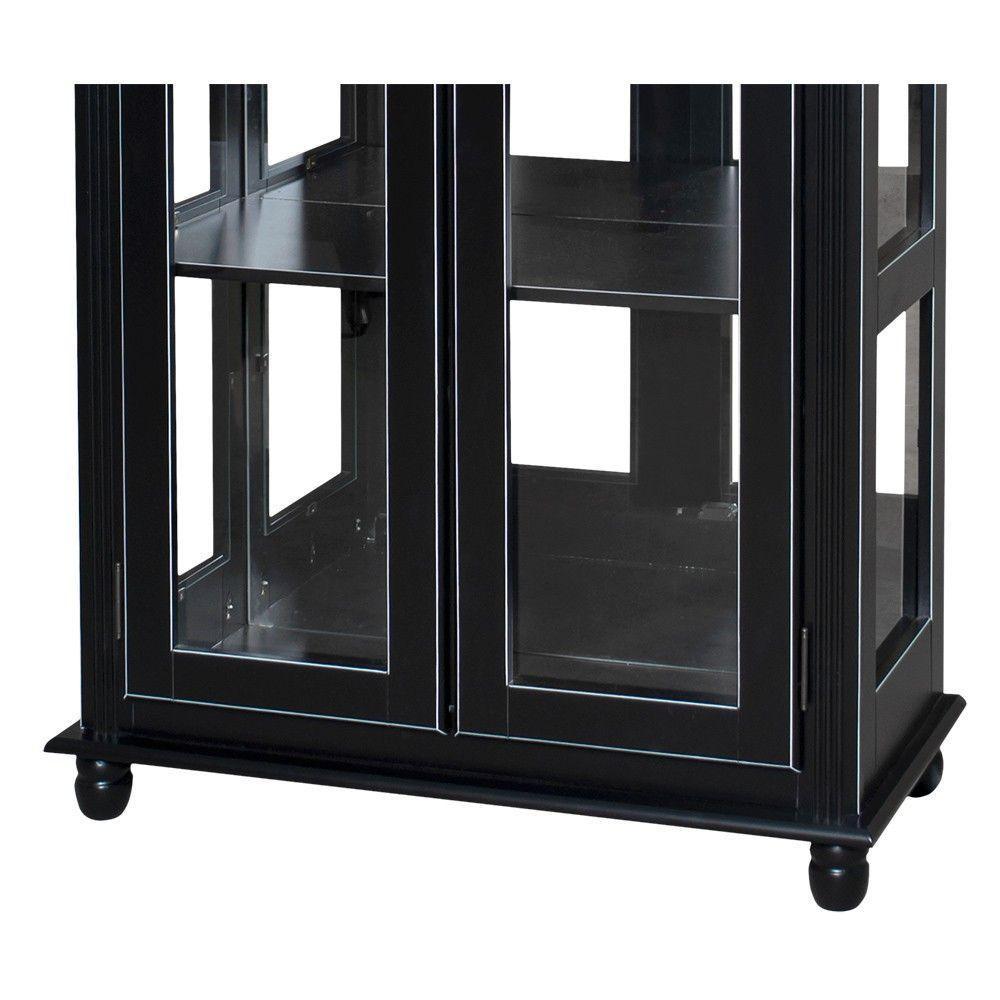 Cristaleira Lateral Com Espelhos 2 Portas de Vidro e 3 Prateleiras Preta - 3