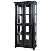 Cristaleira Lateral Com Espelhos 2 Portas de Vidro e 3 Prateleiras Preta - 1