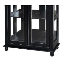 Cristaleira Lateral Com Espelhos 2 Portas de Vidro e 3 Prateleiras Preta - 3