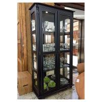 Cristaleira Lateral Com Espelhos 2 Portas de Vidro e 3 Prateleiras Preta - 4