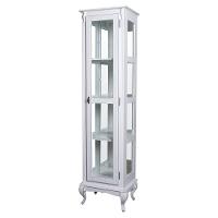 Cristaleira Torre Lateral Com 1 Porta de Vidro e 3 Prateleiras Com Espelhos 1077-e Branca - 1