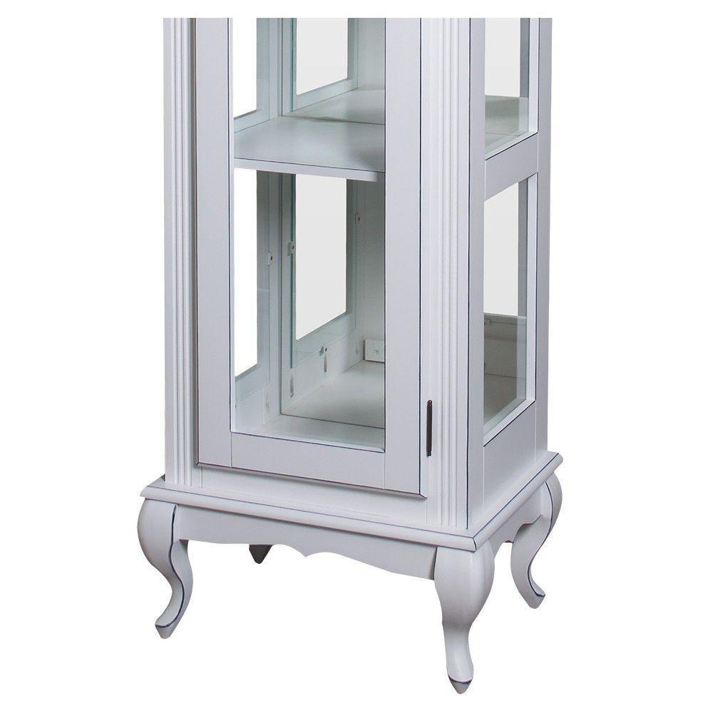 Cristaleira Torre Lateral Com 1 Porta de Vidro e 3 Prateleiras Com Espelhos 1077-e Cera Clara - 3