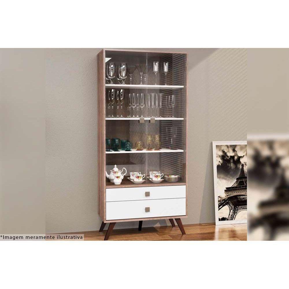Cristaleira Sala Jantar RT3151 c/ 2 Portas e 2 Gavetas Rustico - Movelbento - 2
