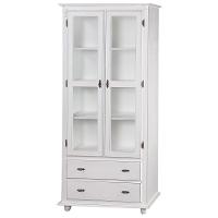 Cristaleira Antique Com 2 Portas de Vidro e 2 Gavetas 304 Branca - 1