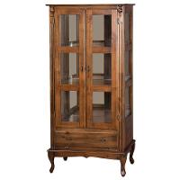 Cristaleira Antique Alta Lateral Com 2 Portas de Vidro e 1 Gaveta 1001e Imbuia Verniz - 1