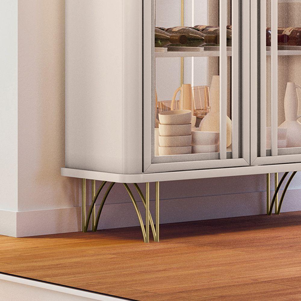 Cristaleira Decorativo Com Led Portas De Vidro Texas Off White G26 - Gran Belo - 3