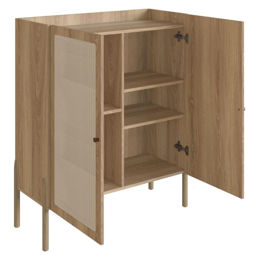 Cristaleira Bar Armário Alto Oslo Artesano 93 Cm (Largura) Mdp Mel Palha Natural Base Madeira - 4