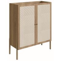 Cristaleira Bar Armário Alto Oslo Artesano 93 Cm (Largura) Mdp Mel Palha Natural Base Madeira - 1