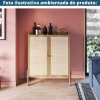 Cristaleira Bar Armário Alto Oslo Artesano 93 Cm (Largura) Mdp Mel Palha Natural Base Madeira - 2