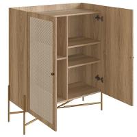 Cristaleira Bar Armário Alto Oslo Artesano 93 Cm (Largura) Mdp Mel Palha  Base Metal - 2