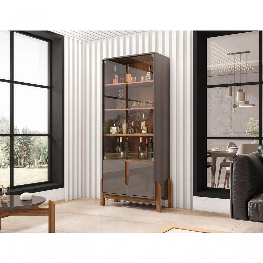 Cristaleira Retrô Paris Pérola Cedro 2 Portas - 1