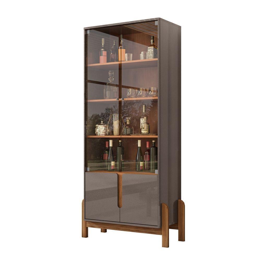 Cristaleira Retrô Paris Pérola Cedro 2 Portas - 2