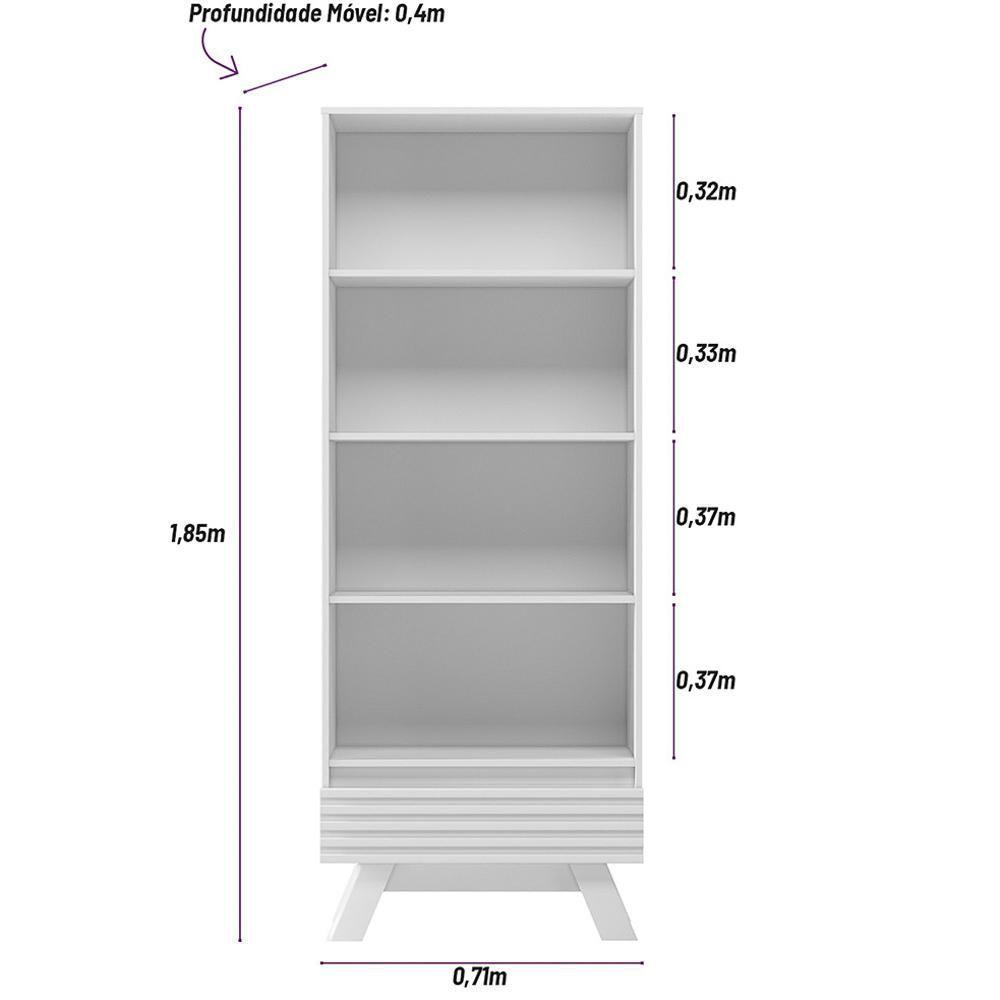 Cristaleira 2 Portas De Vidro Pés Retrô Freijó/Off White - 4