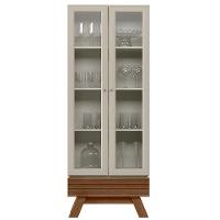 Cristaleira 2 Portas De Vidro Pés Retrô Freijó/Off White - 1