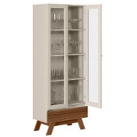 Cristaleira 2 Portas De Vidro Pés Retrô Freijó/Off White - 2