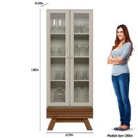 Cristaleira 2 Portas De Vidro Pés Retrô Freijó/Off White - 3