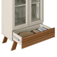 Cristaleira 2 Portas De Vidro Pés Retrô Freijó/Off White - 5