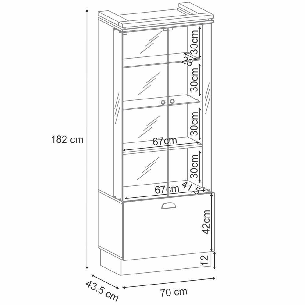 Cristaleira Nicho Adega Com Led Portas De Vidro Dominic B01 Cinamomo Off White - 4