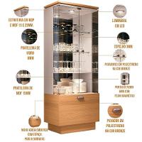 Cristaleira Nicho Adega Com Led Portas De Vidro Dominic B01 Cinamomo Off White - 2