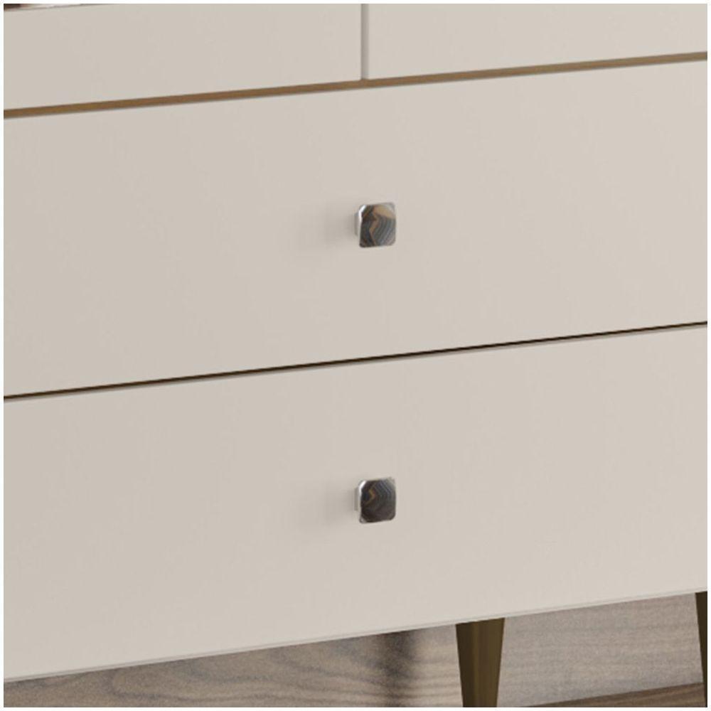 Cristaleira 02 Portas Com Vidro 02 Gavetas Liz Henn Off White Com Nature - 3
